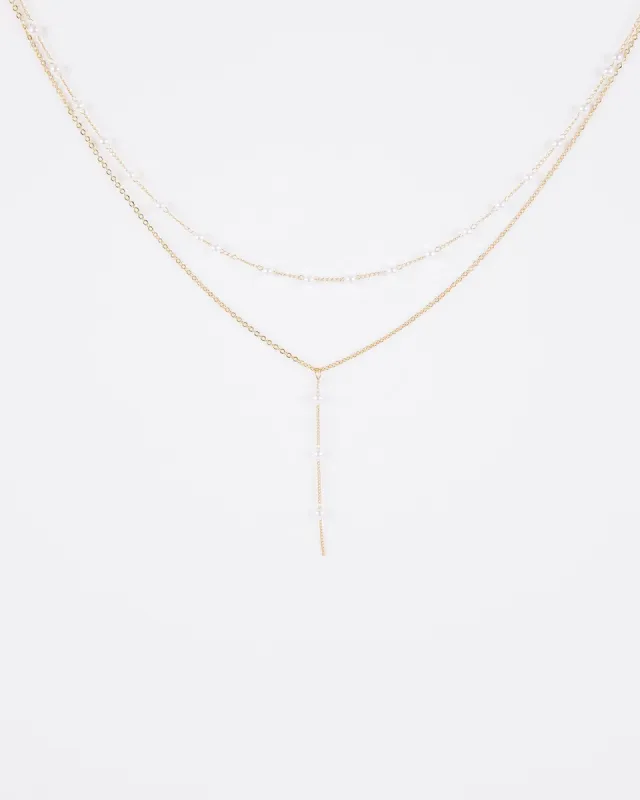 White Double Layer Pearl Beaded Necklace sold by Collete Hayman