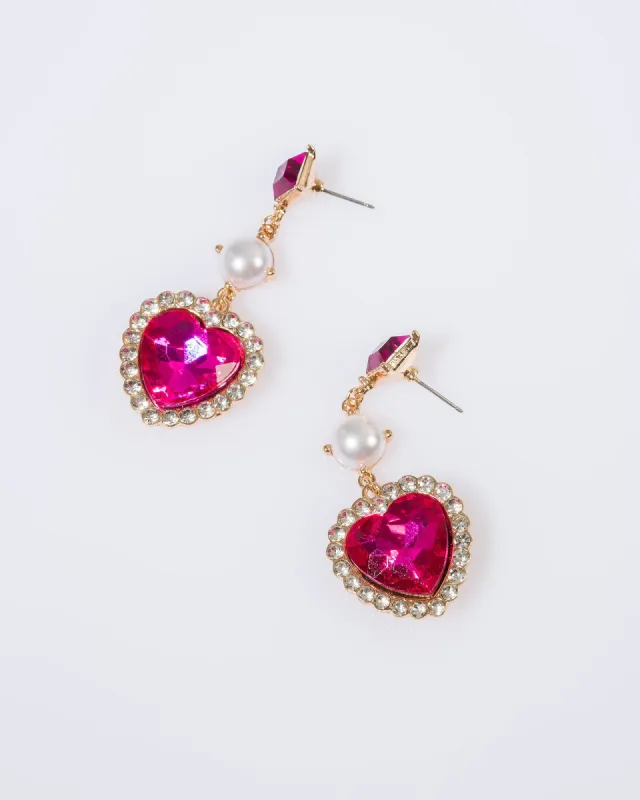 Pink Large Heart Crystal Earrings sold by Collete Hayman