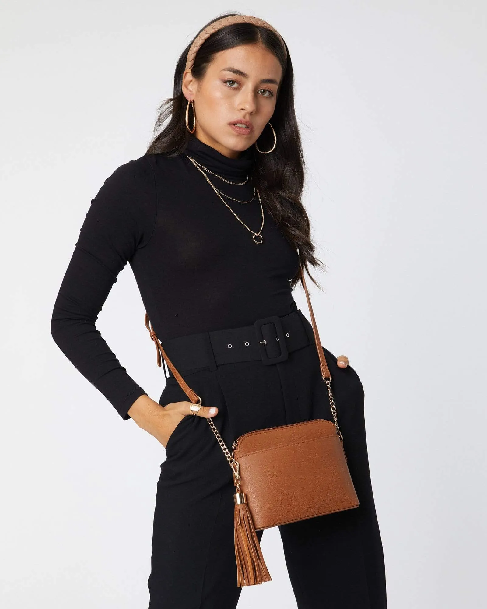 Tan Karen Tassel Crossbody Bag sold by Collete Hayman product image thumbnail 2