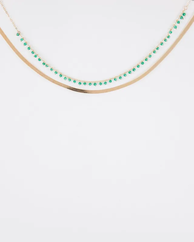 Green Double Row Snake Chain Necklace sold by Collete Hayman