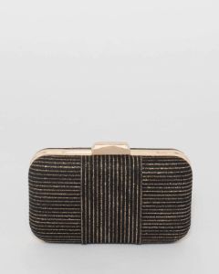 Black And Gold Juno Hardcase Clutch Bag sold by Collete Hayman