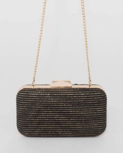 Black And Gold Juno Hardcase Clutch Bag sold by Collete Hayman