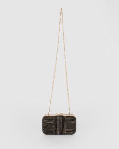Black And Gold Juno Hardcase Clutch Bag sold by Collete Hayman