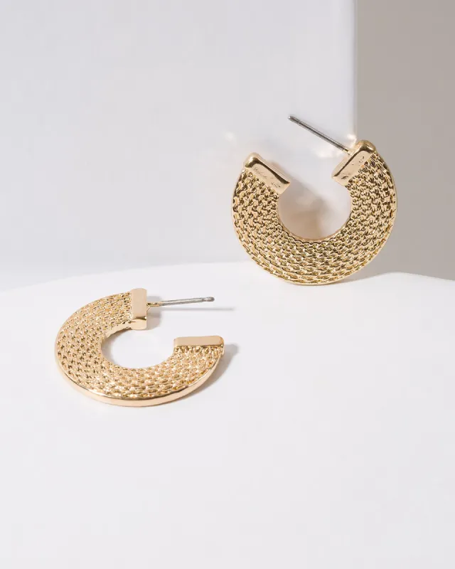 Gold Textured Flat Hoop Earrings sold by Collete Hayman