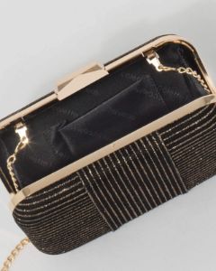 Black And Gold Juno Hardcase Clutch Bag sold by Collete Hayman