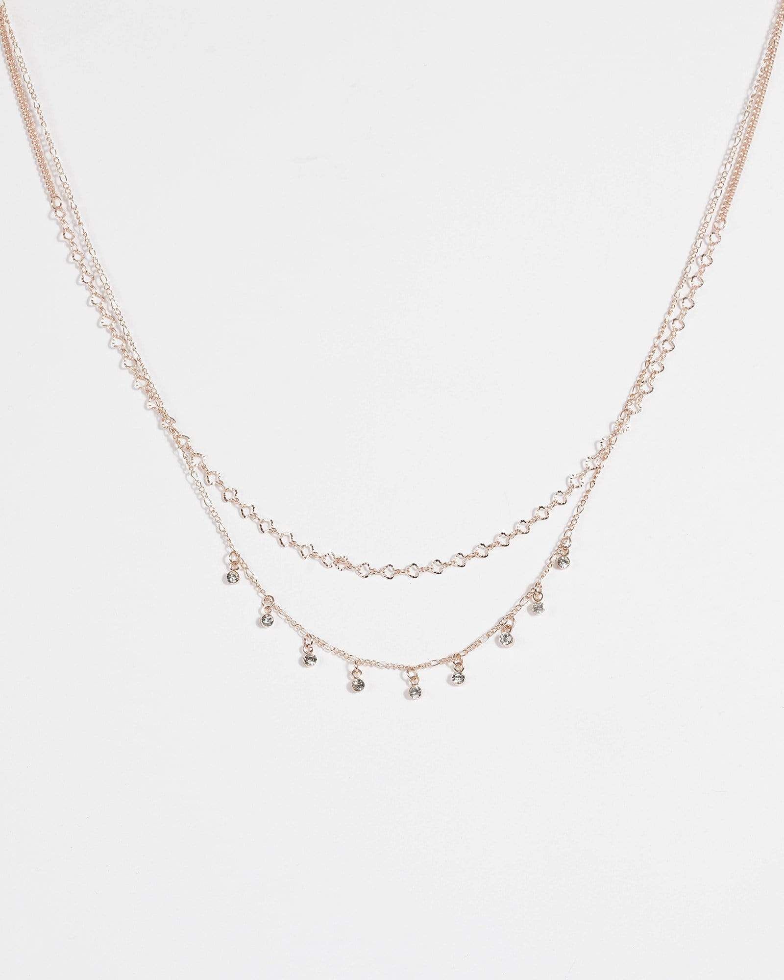 Rose Gold Double Row Crystal Necklace sold by Collete Hayman