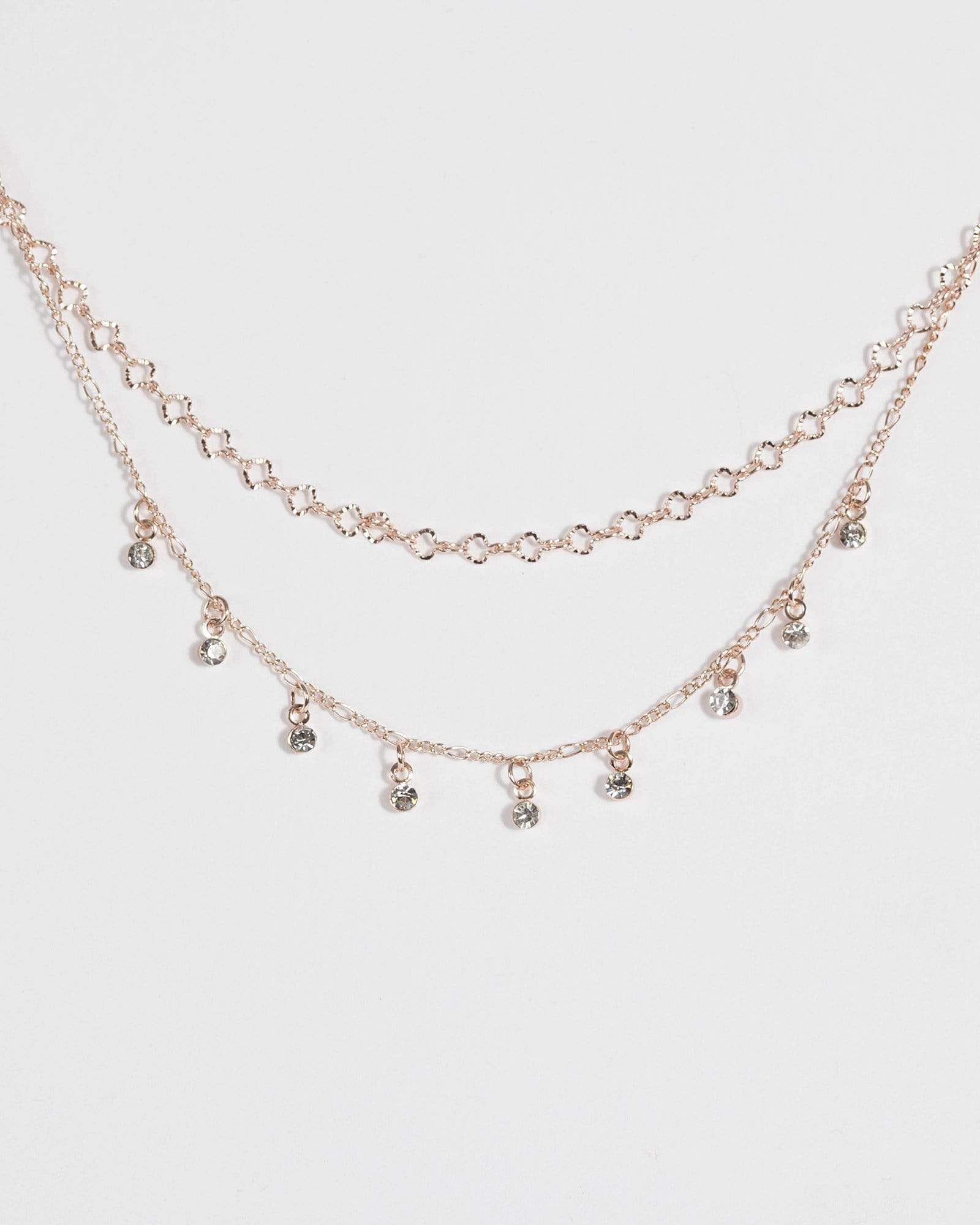 Rose Gold Double Row Crystal Necklace sold by Collete Hayman product image thumbnail 2