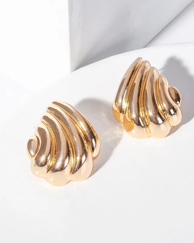 Gold Textured Tear Drop Stud Earrings sold by Collete Hayman