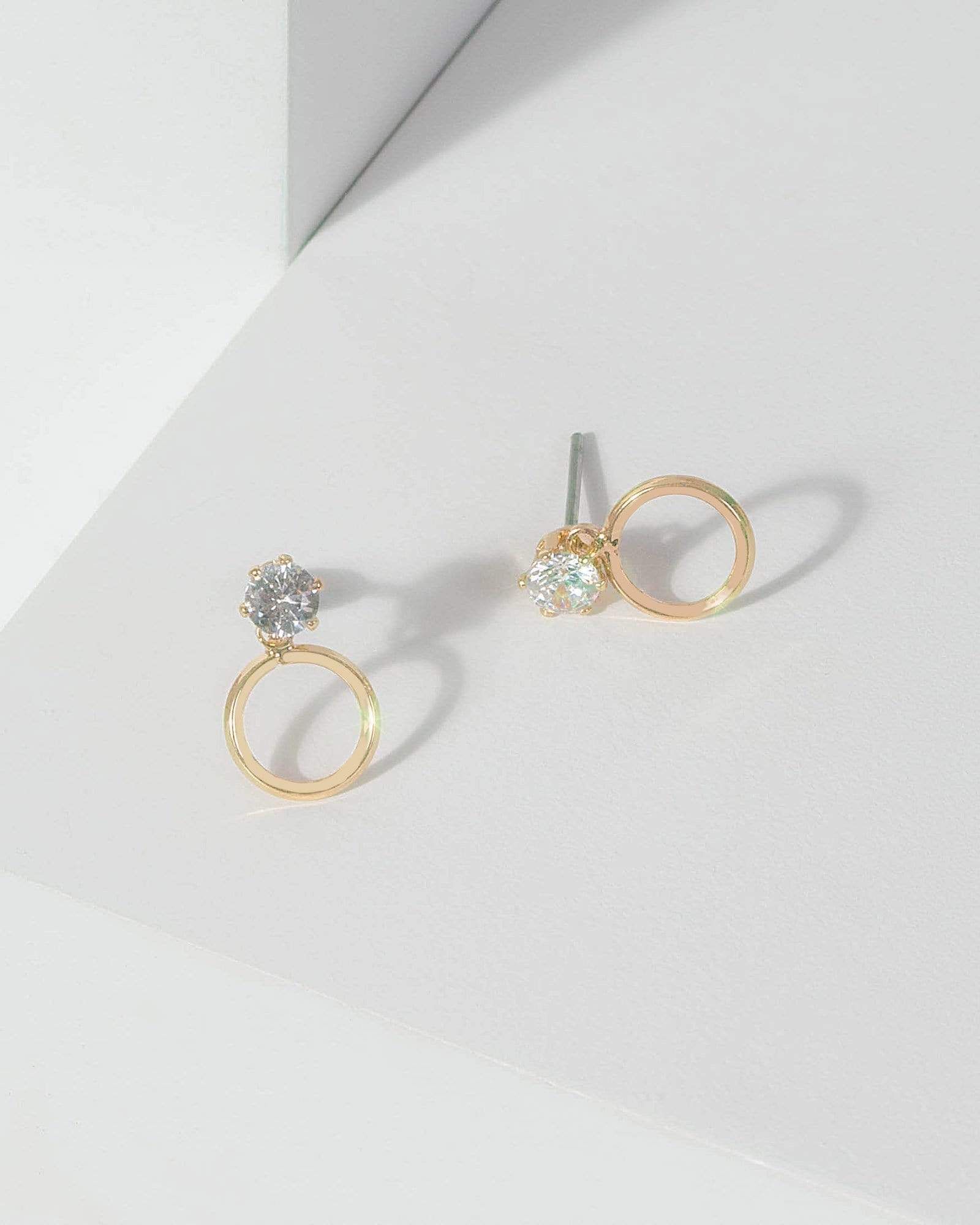 Gold Cubic Zirconia Circle Stud Earrings sold by Collete Hayman
