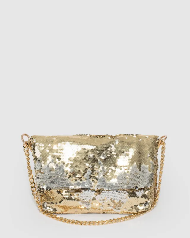 Sequin Foldover Gold Clutch Bag sold by Collete Hayman