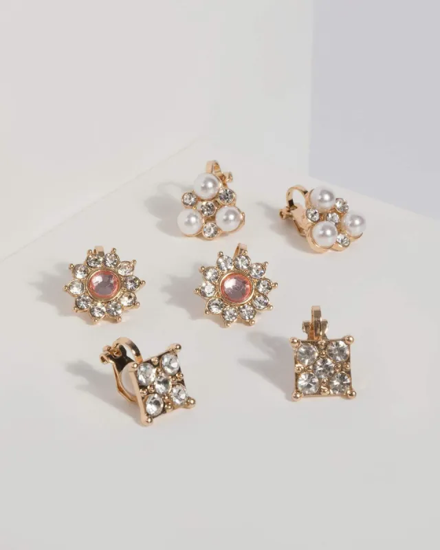 Multi Colour Crystal Clip On Earrings sold by Collete Hayman