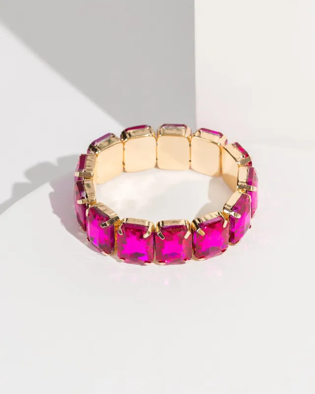 Pink Rectangle Stretch Bracelet sold by Collete Hayman
