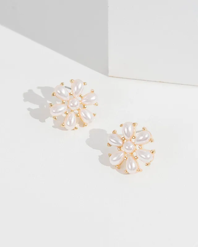 White Flower Stud Earrings sold by Collete Hayman