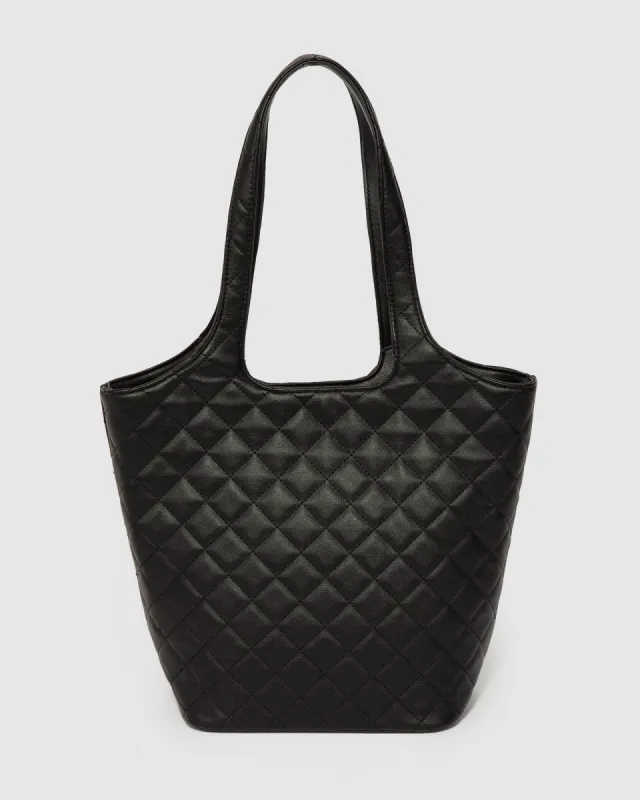 Black Kiara Quilted Tote Bag sold by Collete Hayman