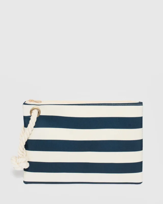 Blue Stripe Summer Beach Pouch sold by Collete Hayman