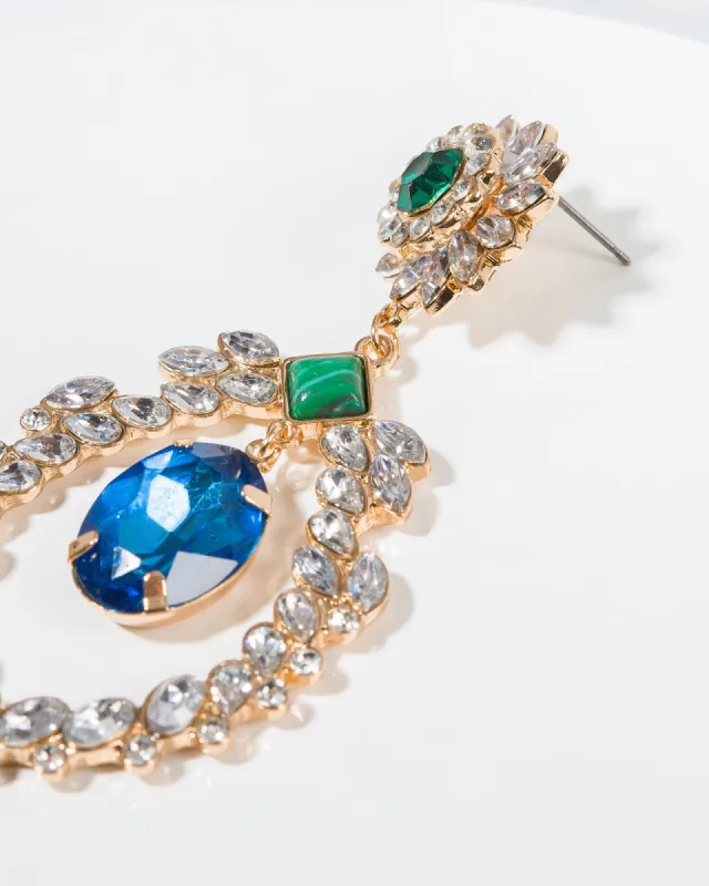 Multi Colour Crystal Statement Drop Earrings sold by Collete Hayman