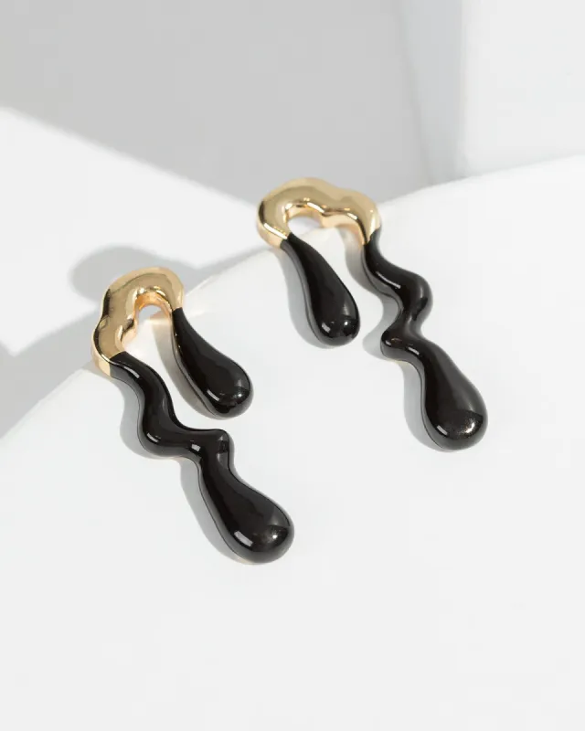 Black Drippy Metal Painted Earrings sold by Collete Hayman