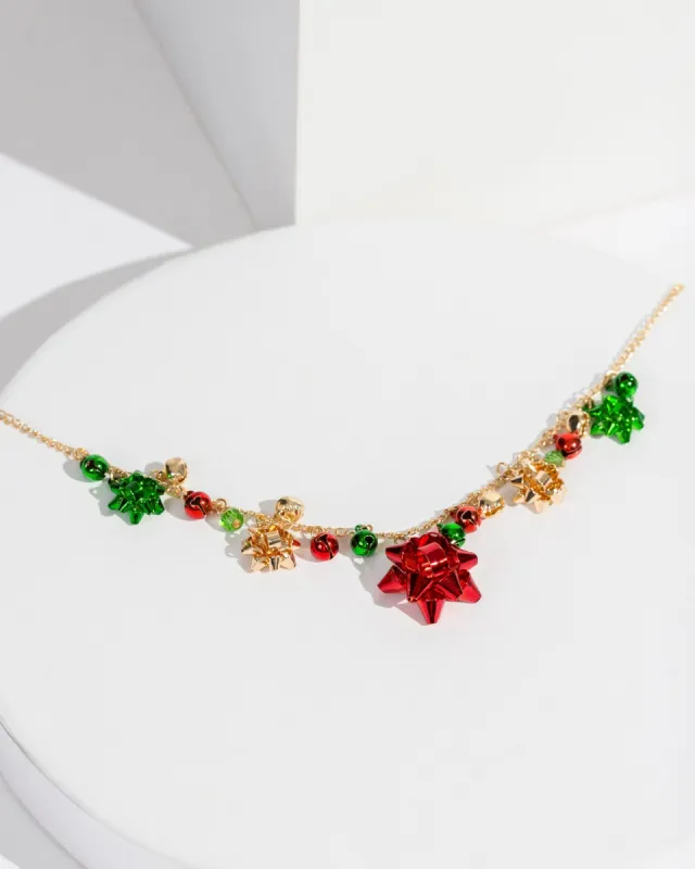 Multi Colour Christmas Bow Charm Necklace sold by Collete Hayman