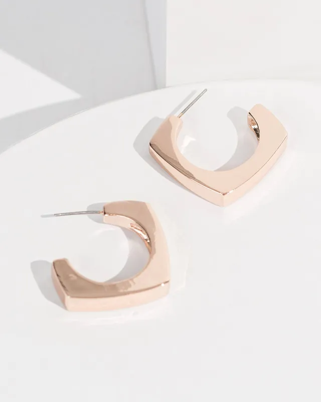 Rose Gold Rounded Square Chunky Hoop Earrings sold by Collete Hayman
