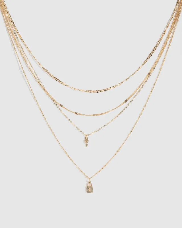 Gold Padlock Stacking Necklace Pack sold by Collete Hayman