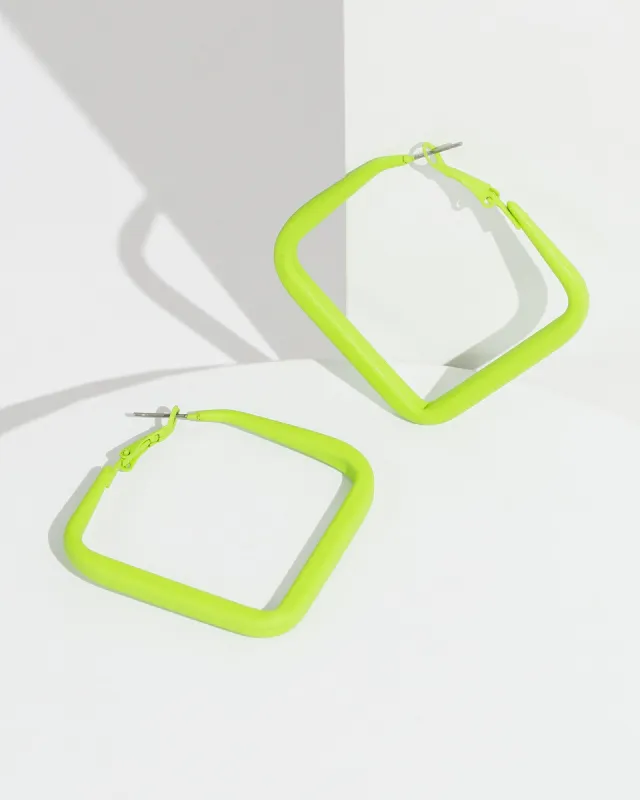 Green Square Hoop Earrings sold by Collete Hayman