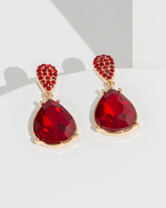 Red Pave Teardrop Earrings sold by Collete Hayman