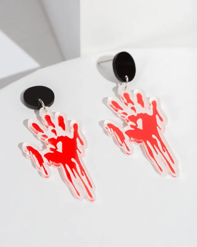 Red Hand Print Blood Earrings sold by Collete Hayman