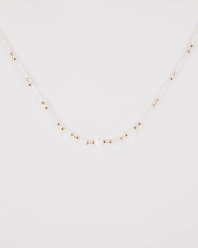 White Pearly Heart Beaded Necklace sold by Collete Hayman