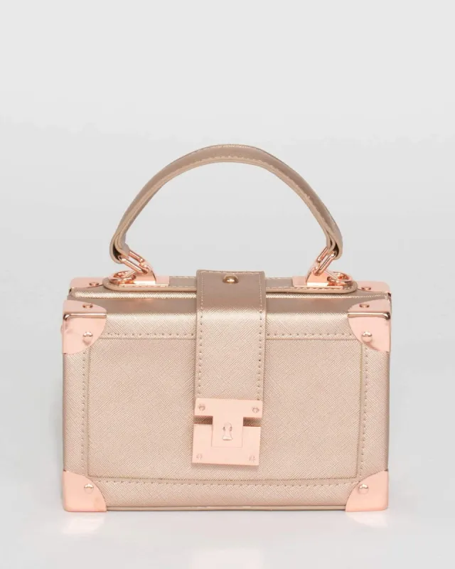 Rose Gold Kendall Panel Trunk Bag sold by Collete Hayman