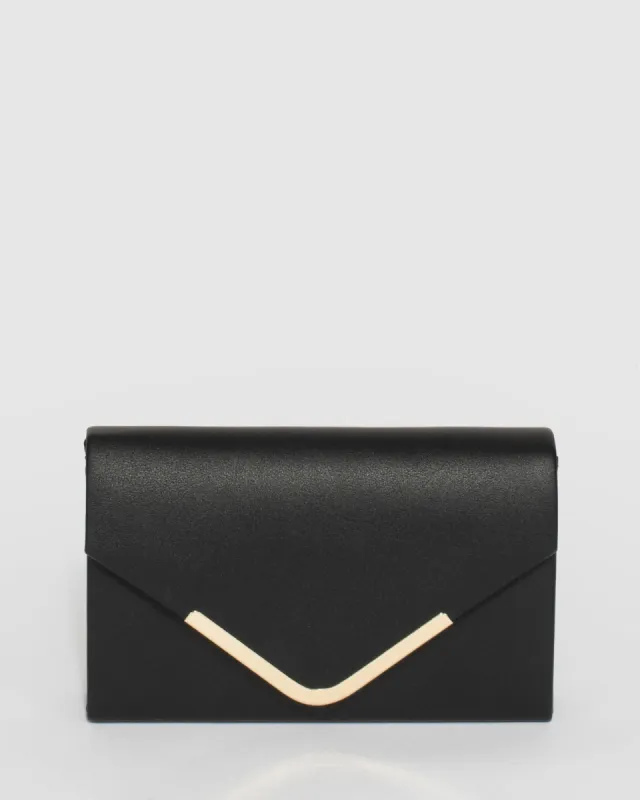 Black Lila Envelope Clutch Bag sold by Collete Hayman