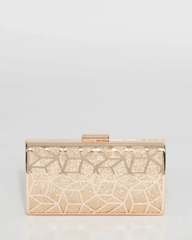 Gold Kari Geo Hardcase Clutch Bag sold by Collete Hayman