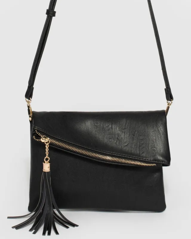 Black Gabi Foldover Clutch Bag sold by Collete Hayman