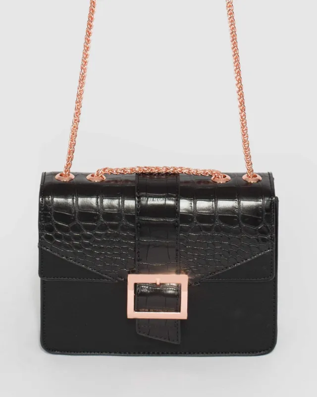 Black Mikah Buckle Crossbody Bag sold by Collete Hayman