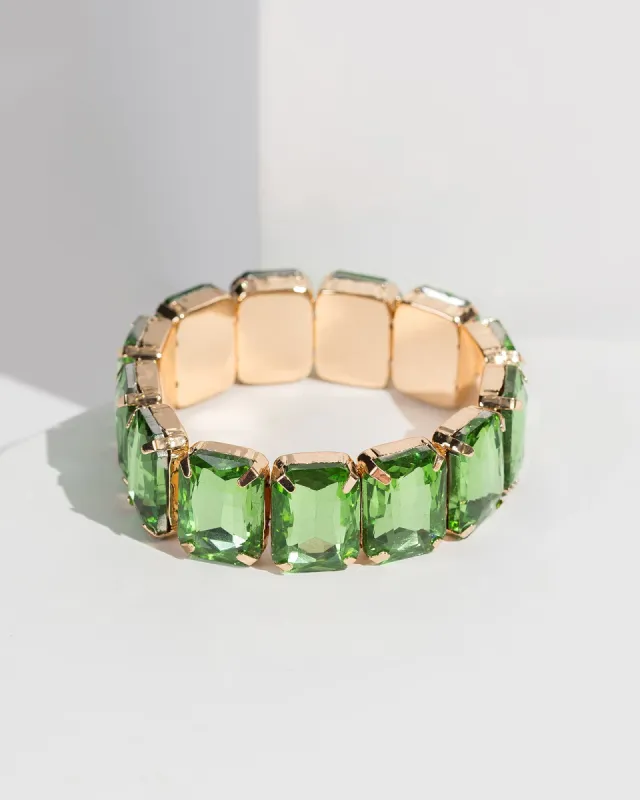 Green Chunky Crystal Stretch Bracelet sold by Collete Hayman