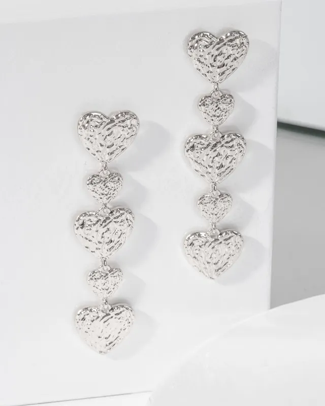 Silver Textured Heart Drop Earrings sold by Collete Hayman