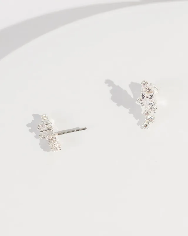 Silver Cubic Zirconia Star Cluster Stud Earrings sold by Collete Hayman
