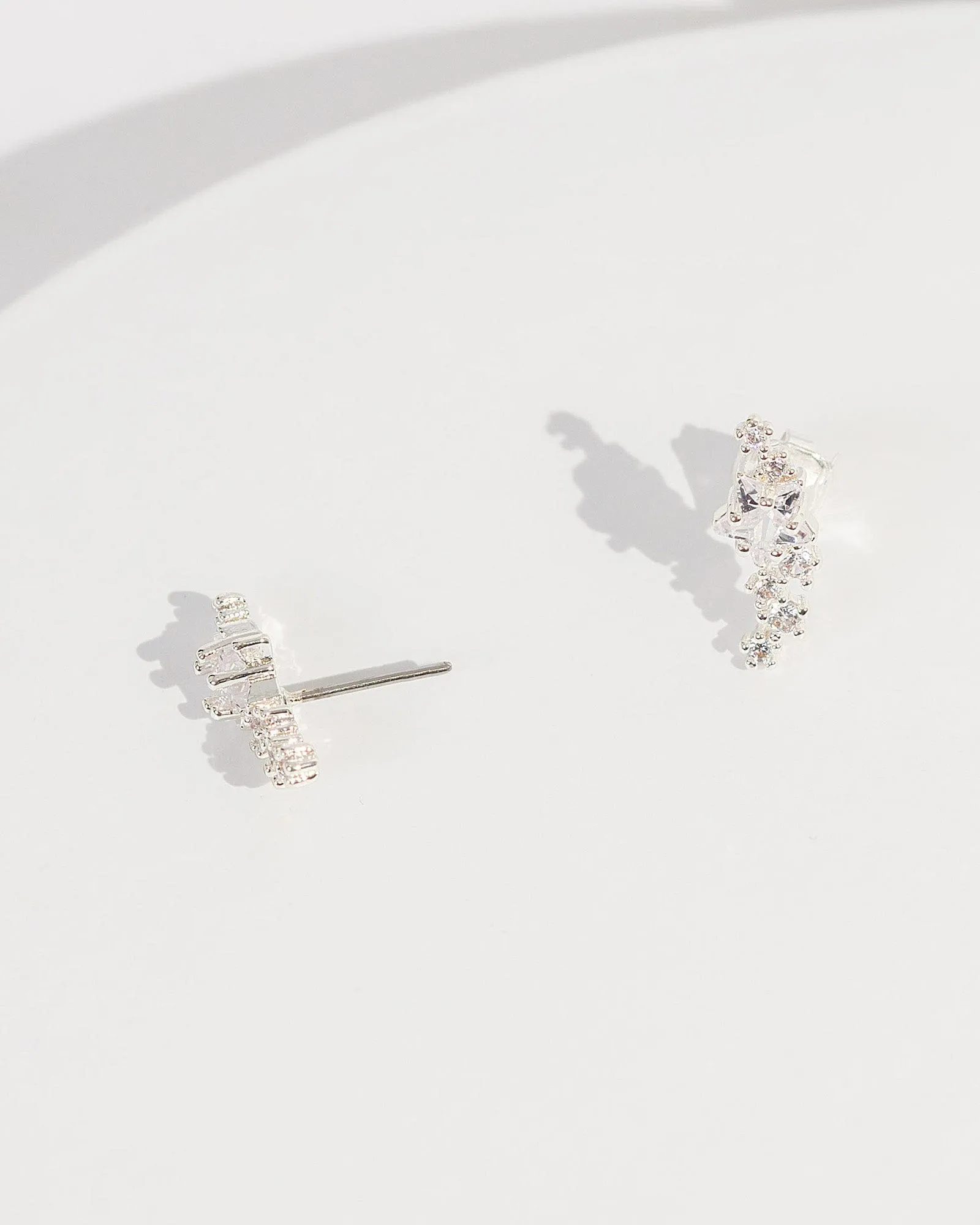 Silver Cubic Zirconia Star Cluster Stud Earrings sold by Collete Hayman