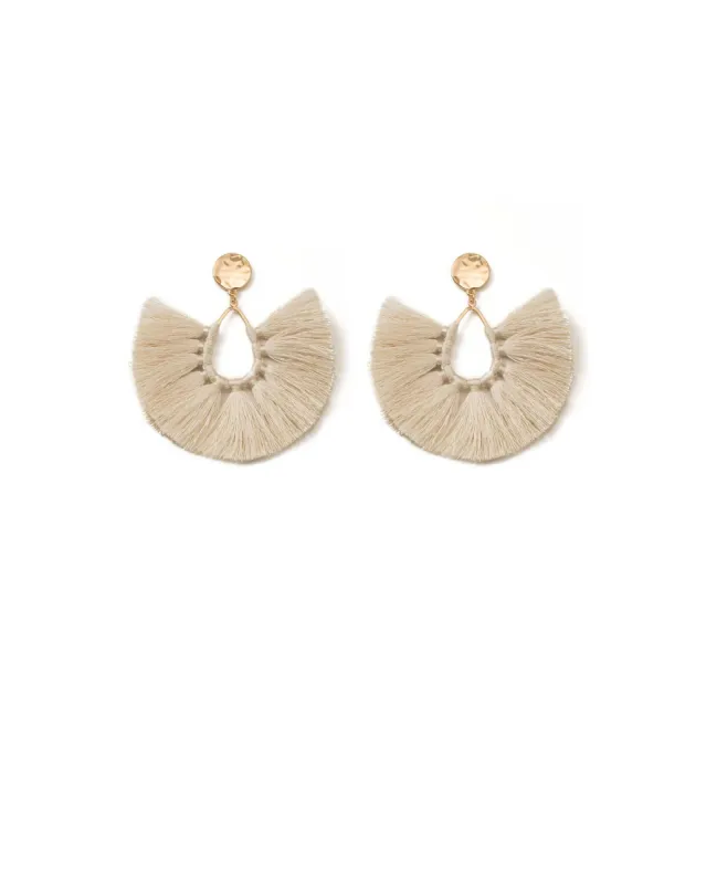 Ivory Gold Tone Tassel Fan Statement Earrings sold by Collete Hayman