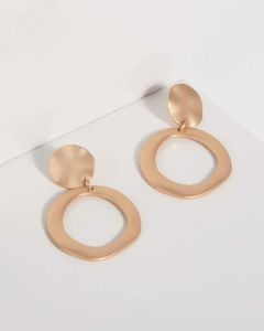 Gold Disc Hoop Drop Earrings sold by Collete Hayman