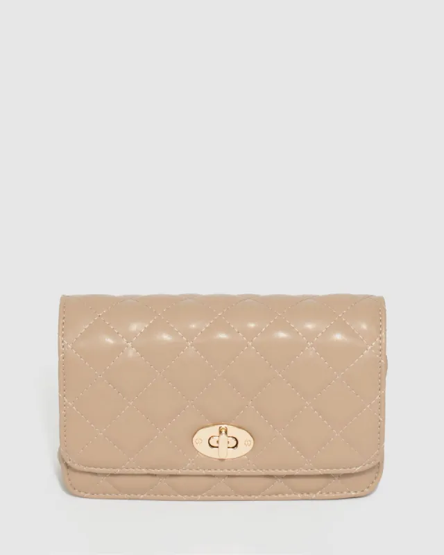 Nude Eboni Quilted Crossbody Bag sold by Collete Hayman