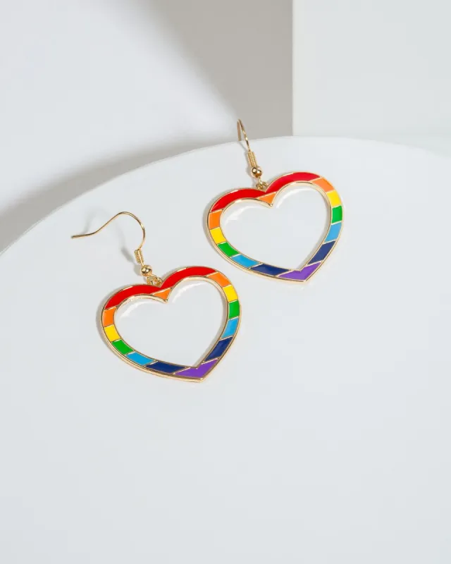Rainbow Open Love Heart Hook Earrings sold by Collete Hayman