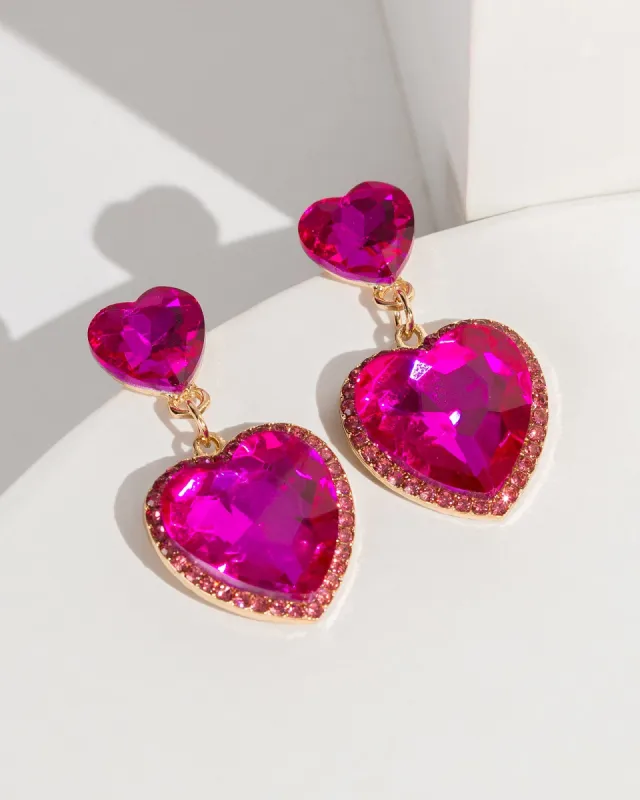 Pink Crystal Hearts Earrings sold by Collete Hayman