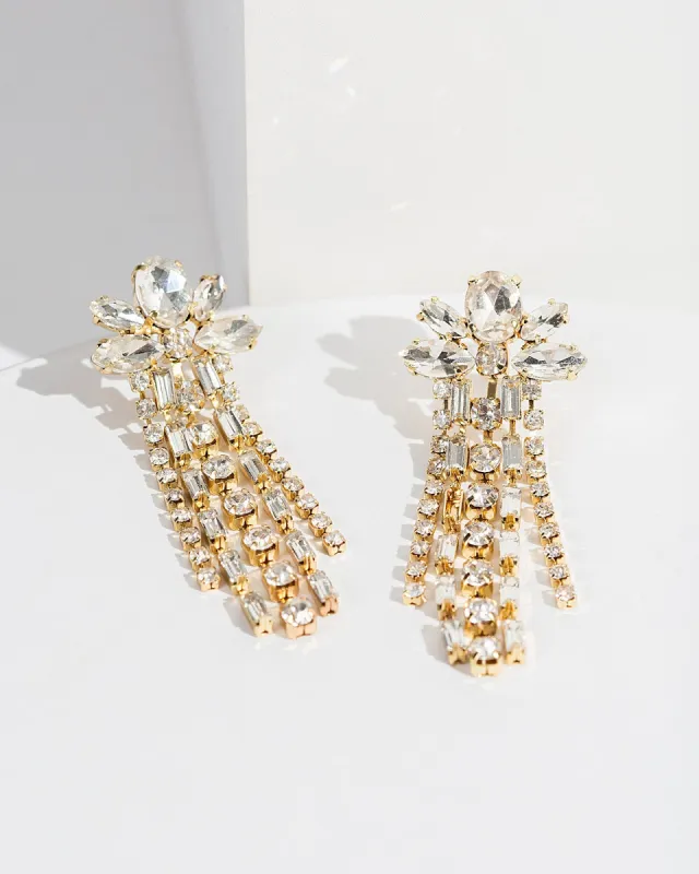 Gold Mini Crystal Tassel Earrings sold by Collete Hayman