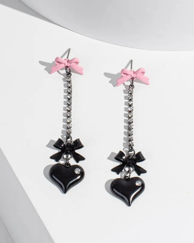 Black Heart Bow Drop Earrings sold by Collete Hayman