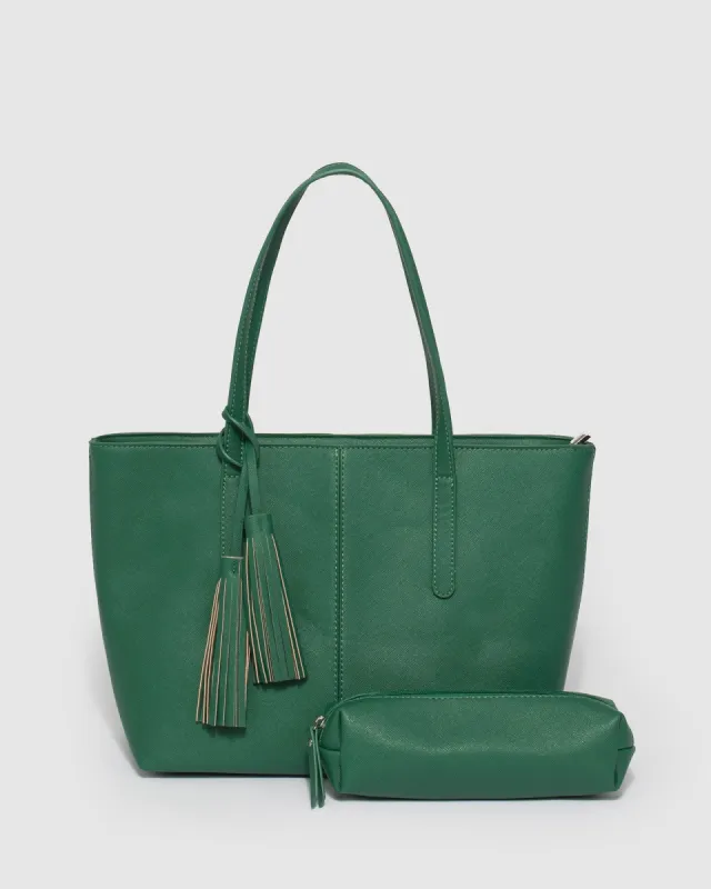 Yesenia Tassel Green Tote Bag made by Collete Hayman