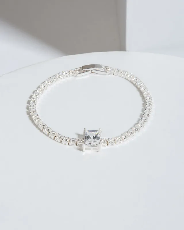 Silver Cubic Zirconia Rectangle Crystal Bracelet sold by Collete Hayman