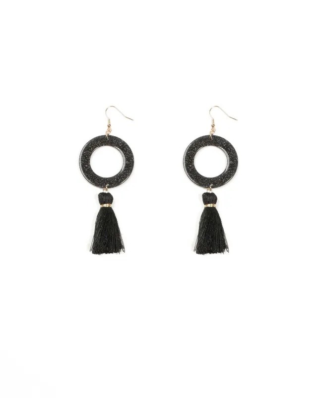 Glitter Circle Tassel Earrings made by Collete Hayman