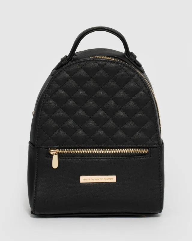 Black Bianca Diamond Quilt Backpack sold by Collete Hayman