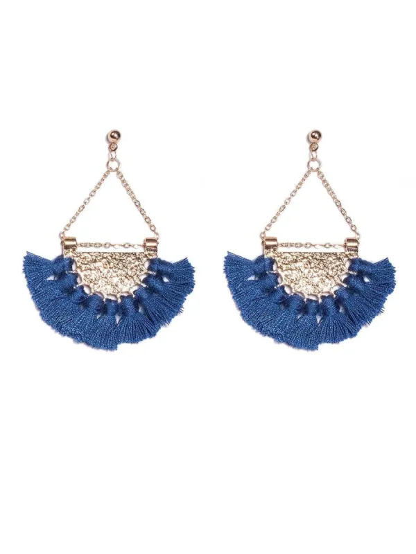 Semi Circle Tassel Statement Earrings sold by Collete Hayman