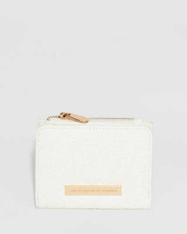 White And Gold Textured Han Mini Wallet sold by Collete Hayman